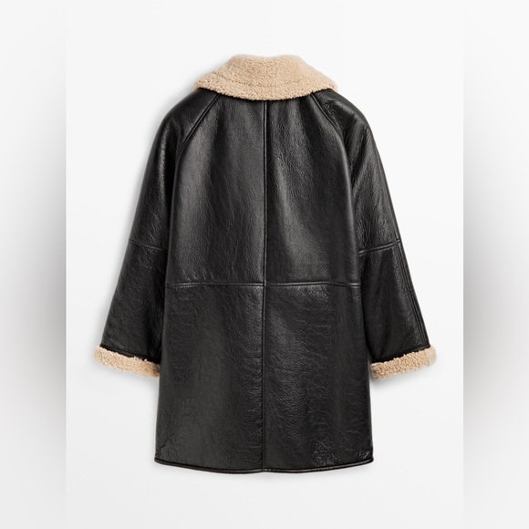 Massimo Dutti moulton genuine leather shearling sherpa aviator coat jacket - Picture 8 of 15
